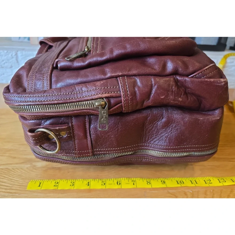 LL Bean Vtg Oxblood Leather Weekender Duffel Bag C&C Zippers Shoulder Strap